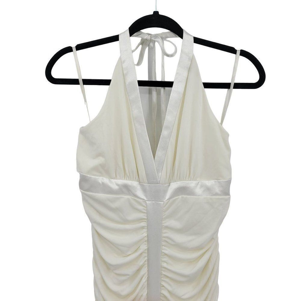 Vtg 80s Jessica McClintock Wedding Dress Gown Sz 8 Ivory Bodycon Fishtail Halter - Picture 5 of 16